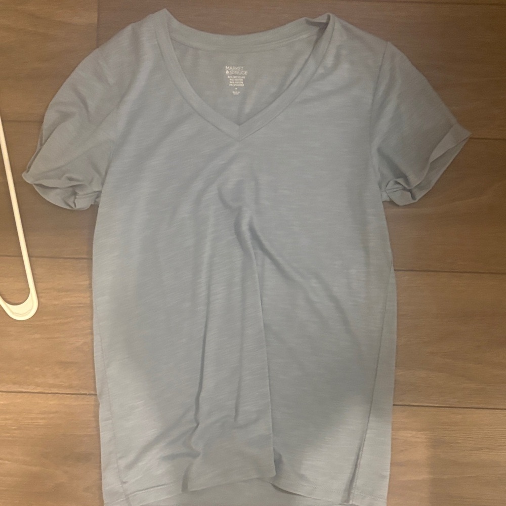 Market & Spruce Soft Blue V-Neck Tee